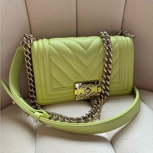 Chanel Green Chevron Boy Bag